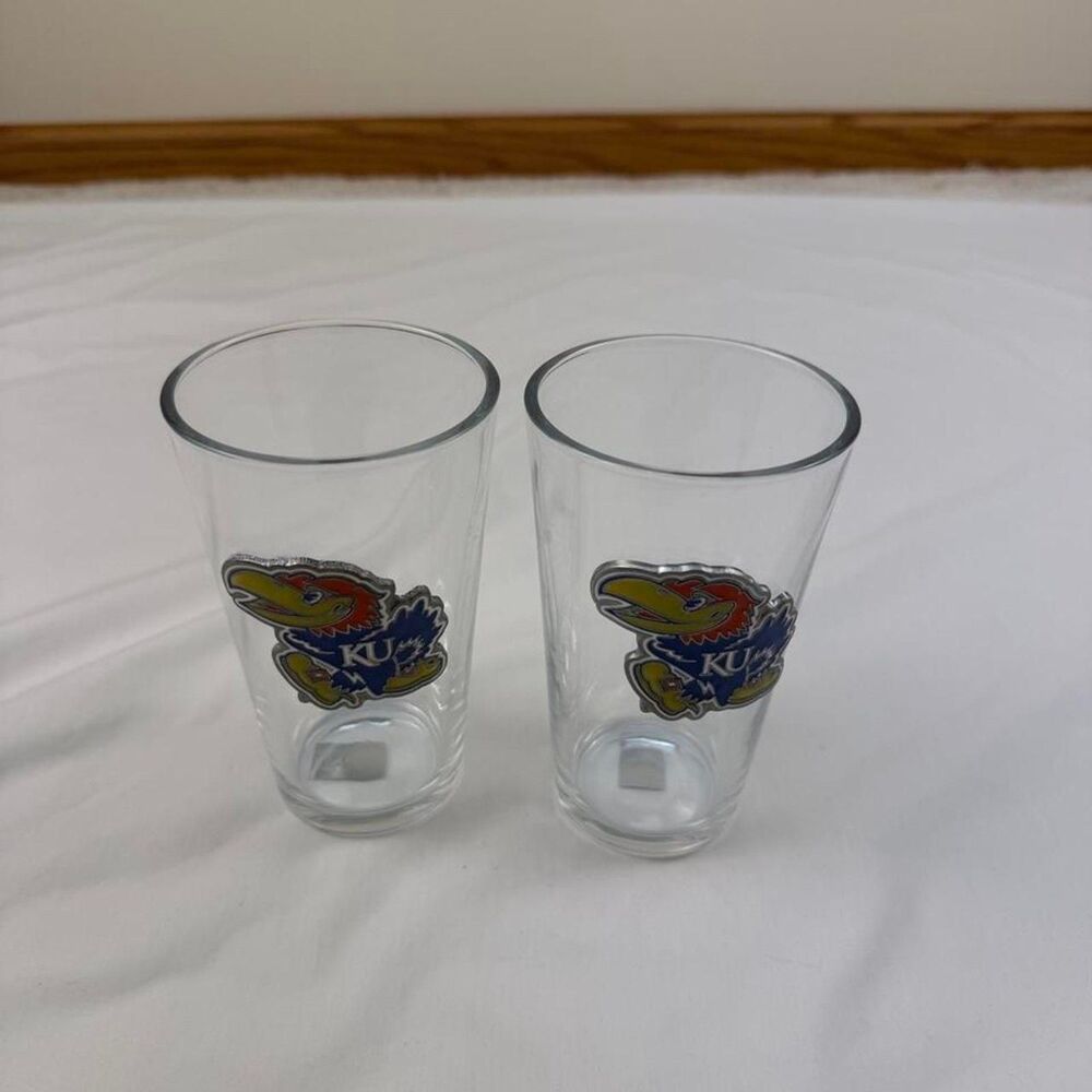 KU Jayhawks 16 oz Glass Cups